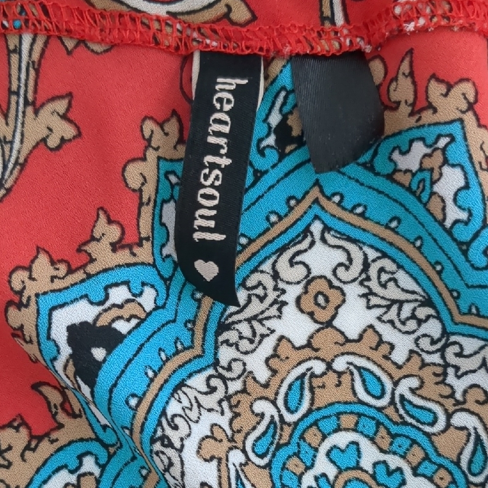HeartSoul Red and Teal Paisley Top - Picture 5 of 7